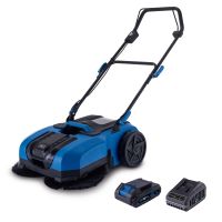 Akku-Kehrmaschine C-S610-X Scheppach mit 610mm Arbeitsbreite, 2000m² Fläche, 3stufiger Geschwindigkeit, 20L Schmutzbehälter, inkl. 2Ah Akku und 2,4A Ladegerät.