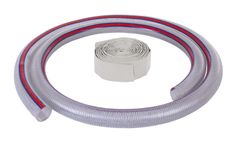 Scheppach Schlauch-Set 2 Zoll (DIY) mit zwei Schläuchen, einer aufgerollt und einer entrollt. Der Schlauch ist spiralförmig gewickelt.