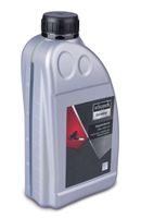 Scheppach Sägekettenöl, 1-Liter-Kanister mit schwarzem Deckel, seitliche Füllstandsanzeige, Produktetikett mit deutscher, englischer und französischer Beschriftung.