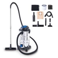 Elektro Nass-/Trockensauger VC30 Premium Scheppach mit 1200W Leistung, 3m Schlauchlänge, 6m Anschlusskabel und 30L Fassungsvermögen. Erzeugt einen Unterdruck von 20kPa.
