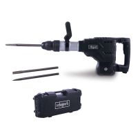 Scheppach Hammerbohrer mit zwei verschiedenen Bohreraufsätzen und einer robusten Aufbewahrungsbox. Ideal für präzises Bohren in verschiedenen Materialien.