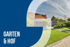 Garten- und Hofbereich mit modernem Haus und gepflegtem Garten