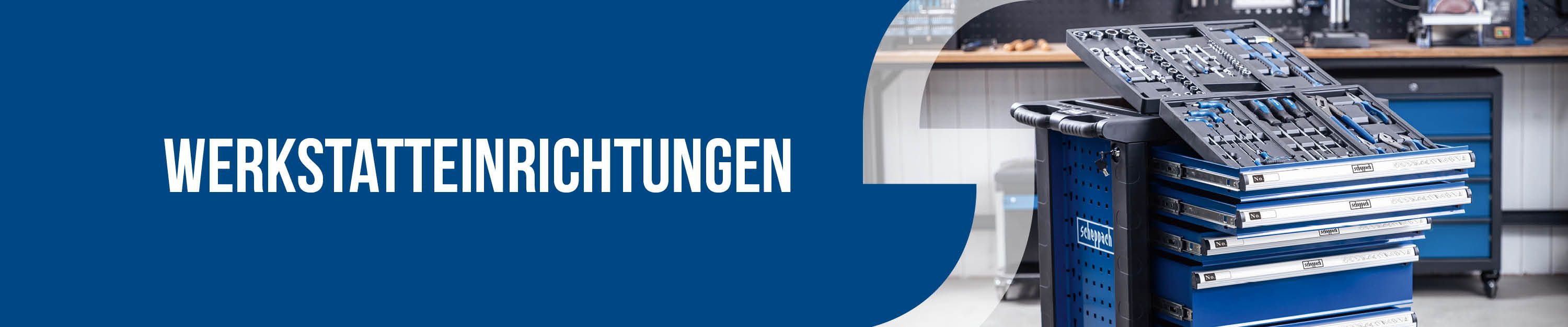 Werkstattausstattung mit Scheppach-Möbeln und Werkzeugregalen