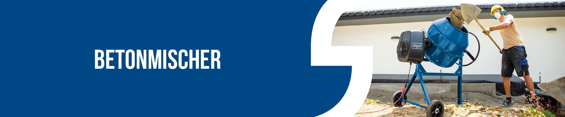 Betonmischer mit Arbeitsmann auf dem Dach, Scheppach-Produkt