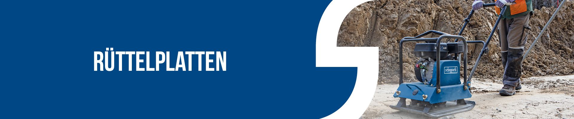Scheppach-Rüttelplatte mit Arbeitsmann im Einsatz