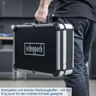 Portable Werkzeugkoffer von Scheppach mit kompaktem Design und nur 8 kg Gewicht für mobilen Einsatz