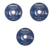 Drei Trennscheiben des Trenn- und Schruppscheiben-Set 11-tlg. Ferrex Deutschland von Scheppach. Die Scheiben sind von vorne zu sehen.