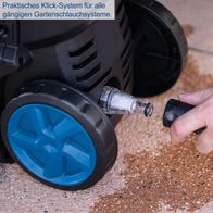 Der Scheppach Hochdruckreiniger HPC1600 verfügt über ein praktisches Klick-System für alle gängigen Gartenschlauchsysteme.