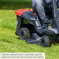 Die seitliche Auswurfklappe ist einfach zu montieren und ermöglicht das Mähen von höheren Rasenflächen.