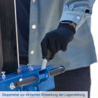 Stopphebel für einfache Einstellung der Lagerstellung eines Holzspalters