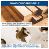 Die Bandsäge Basa1 von Scheppach eignet sich für die Bearbeitung von Weich- und Hartholz. Sie ermöglicht präzise Sägearbeiten dank verschiedener Sägebandbreiten.