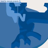 Diagram showing a scroll saw with detailed design for precise cutting features