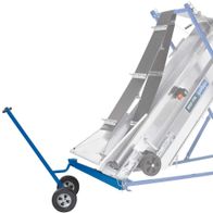 Anbaukonsole mit Hubwagen von Scheppach, seitliche Ansicht.