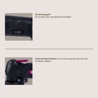 Das Akku-Multifunktionswerkzeug GO-MTL40 gomag von Scheppach bietet variable Schwingzahlen, die über ein Stellrad einstellbar sind. Dank des Spannhebels ist ein werkzeugloser Wechsel der Aufsätze möglich.