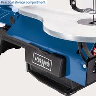 Practical storage compartment for tools or accessories on a scroll saw