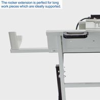 The rocking log saw HS410 by Scheppach features a rocker extension perfect for long work pieces which are ideally supported.