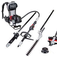 Multitool-Set mit Scheppach-Motor und verschiedenen Werkzeugen für Garten- und Hobbyarbeiten