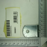 Klemmwinkel mit Beschriftung und Barcode (Scheppach-Produkt) – Teilstück