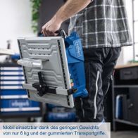 Mobil einsetzbarer Stein- und Fliesenschneider mit leichtem Gewicht und ergonomischen Transportgriffen