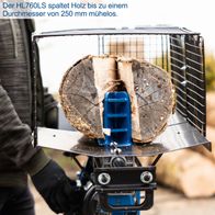 Der Holzspalter HL760LS spaltet Holz bis zu einem Durchmesser von 250 mm mühelos. Die Maschine ist robust und effizient im Einsatz.