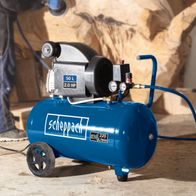 Der Scheppach Kompressor HC54 mit 50L Tank, 2,0 HP und einer Leistung von 220 Litern pro Minute. Ideal für verschiedene Anwendungen.