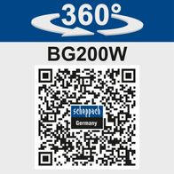 Nass- und Trockenschleifer BG200W mit 360°-Schleifkopf, 250W Leistung, 200mm Schleifstein, Funkenschutz und Werkstückauflage.