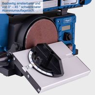 Bandschleifer mit einstellbarem Aluminiumauflagenbett für Winkel von 0° bis 45°