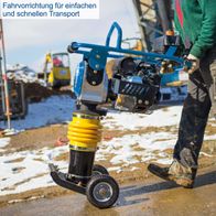 Der Vibrationsstampfer VS1000 von Scheppach verfügt über eine Fahrvorrichtung für einfachen und schnellen Transport.