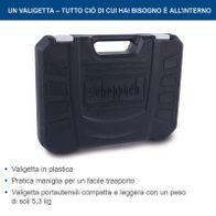 Der Scheppach Werkzeugkoffer WZK120 ist aus Kunststoff, hat einen praktischen Griff für einfachen Transport und ist kompakt und leicht mit einem Gewicht von nur 5,3 kg.