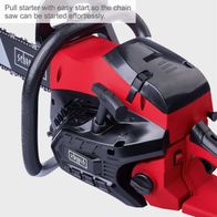 The petrol chainsaw PCS56 by Scheppach features an easy start pull starter for effortless starting.