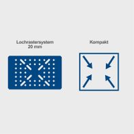 Das Lochrastersystem mit 20 mm Abstand und die kompakte Bauweise des Werk- und Spanntischs MWB150 von Scheppach ermöglichen flexible und stabile Arbeitsmöglichkeiten.