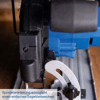 Spindelverriegelung für einfachen Wechsel des Sägeblattes