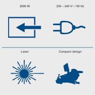 The Scheppach HM254X mitre saw has a power of 2000 W and operates with 230-240 V/50 Hz. It features a laser for precise cuts and a compact design for easy handling.