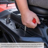 Das Getriebe bietet vier Vorwärtsgänge und einen Rückwärtsgang für komfortables Fahren und Manövrieren.