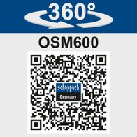 Der Oszillierender Kanten-, Band- und Spindelschleifer OSM600 von Scheppach bietet eine 360°-Schleifbewegung für präzises Arbeiten. Weitere Details sind per QR-Code abrufbar.