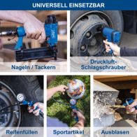 Universal einsetzbare Werkzeuge für Nageln/Tackern, Luftschraubendreher und Kompressor-Anwendungen mit Schlauch und Zubehörset