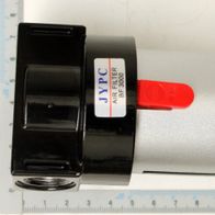 Druckluft-Filteranschluss 2x 3/8 von Scheppach, Ansicht von der Seite mit Maßstab.