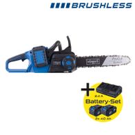 Scheppach Akku-Kettensäge mit Brushless-Technologie inkl. 2x 4,0 Ah Akkus und 2,4 A Ladegerät
