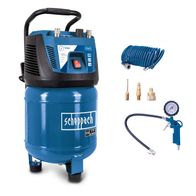 Der Scheppach Kompressor HC25V (DIY) mit 10 bar Druck, 170 Liter pro Minute, inklusive Schlauch, Druckmesser und Zubehör.