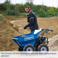 Scheppach-Dumper DP3000 mit Arbeitsgerät, ideal für Transport von losen und festen Gütern