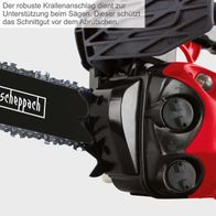 Die robuste Krallenanschlag dient zur Unterstützung beim Sägen. Dieser schützt das Schnittgut vor dem Abrutschen.