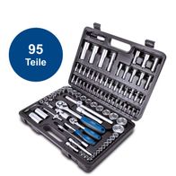 Werkzeugkoffer TB94 von Scheppach mit 95 Teilen. Enthält verschiedene Stecknüsse, Ratschenschlüssel und Spezialwerkzeuge. Ideal für Heimwerker und Profis.