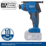 Scheppach Akku-Handkompressor mit 10-jähriger Garantie, 20V-Batterie-System, 4,0 Ah Li-Ion, inkl. 10 Jahre kostenfreie Garantie-Registrierung