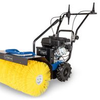 Kehrmaschine SC2400p von Scheppach, inkl. Schneeschild und Auffangbehälter, 6.5PS. Gezeigt von der Seite.