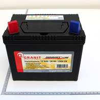 Batterie 12V 280A(SAE) 12V / 30Ah von Granit. Die Batterie ist von vorne zu sehen.