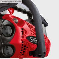 Das Produkt verfügt über einen Startknopf zum einfachen Starten der Motorsäge.