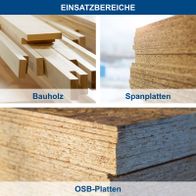 Bauholz und Spanplatten sowie OSB-Platten als Baustoffe für Möbel und Konstruktion