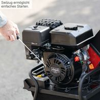 Der Benzin-Messerhäcksler PGS75 von Scheppach verfügt über einen Seilzug zum einfachen Starten.