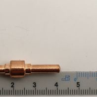 Elektrode von Scheppach, gezeigt von der Seite neben einem Lineal zur Größenveranschaulichung.