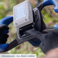 Scheppach-Erdbohrer mit drei Betriebsmodi: Eco, Boost und Linkslauf für präzises Bohren